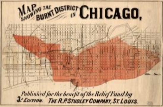 Fire Prevention - Map of the Burnt District in Chicago 
