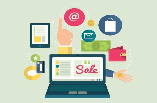 Image of a computer with the words, Big Sale, on its screen. 