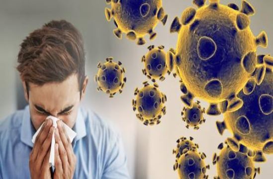 coronavirus graphic of a man sneezing