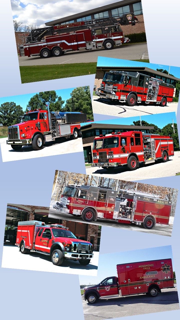 photo montage of current fire and ems vehicles