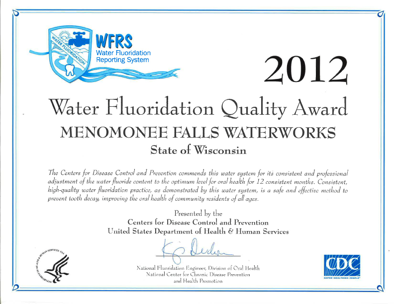 2012 Fluoridation Award - Centers for Disease Control