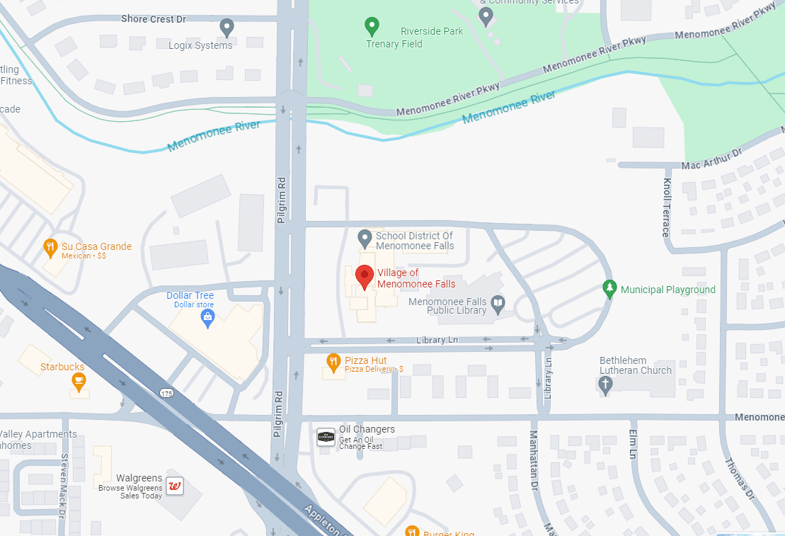 Village Hall Directions Map Screen Shot